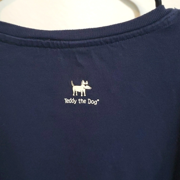 TEDDY THE DOG Running Dog Mountains LS Tee Size Large in Navy Good Condition - Picture 4 of 7